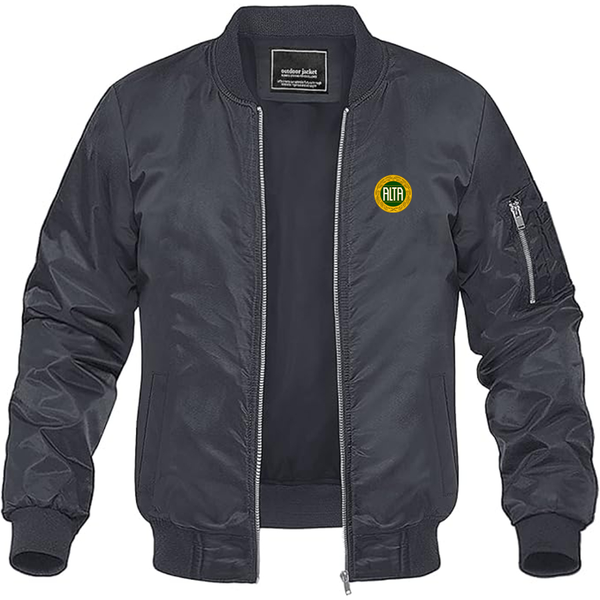Men's Alta Automobile Logo Lightweight Bomber Jacket Windbreaker Softshell Varsity Jacket Coat