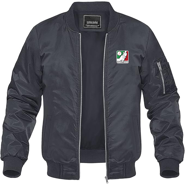 Men's  Italian Baseball League Logo Lightweight Bomber Jacket Windbreaker Softshell Varsity Jacket Coat