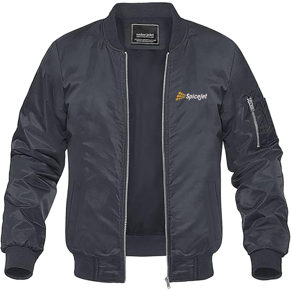Men's SpiceJet Logo  Lightweight Bomber Jacket Windbreaker Softshell Varsity Jacket Coat