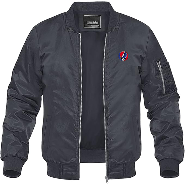Men's Gratefu Dead Logo Lightweight Bomber Jacket Windbreaker Softshell Varsity Jacket Coat
