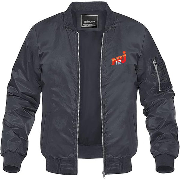 Men's NRJ 12 Logo  Lightweight Bomber Jacket Windbreaker Softshell Varsity Jacket Coat