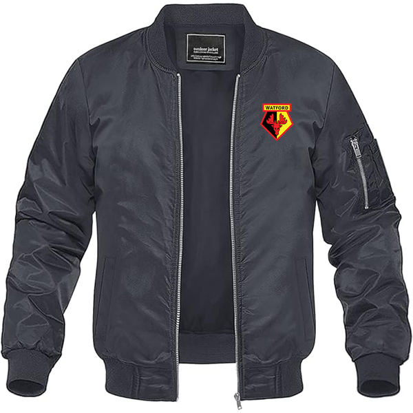 Men's  Watford Soccer Lightweight Bomber Jacket Windbreaker Softshell Varsity Jacket Coat