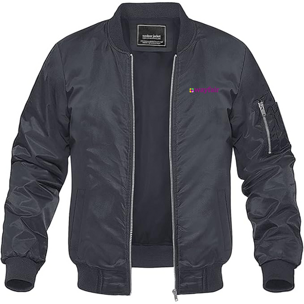 Men's Wayfair Logo Lightweight Bomber Jacket Windbreaker Softshell Varsity Jacket Coat