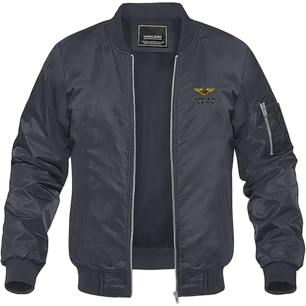 Men's Arlen Ness Logo Lightweight Bomber Jacket Windbreaker Softshell Varsity Jacket Coat