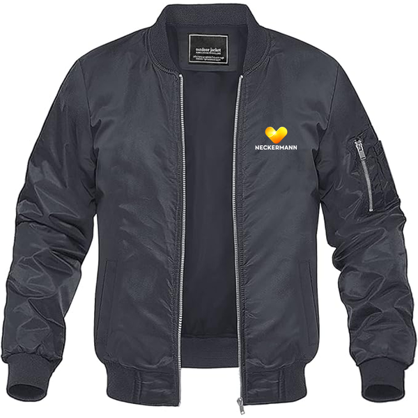 Men's Neckermann Logo  Lightweight Bomber Jacket Windbreaker Softshell Varsity Jacket Coat