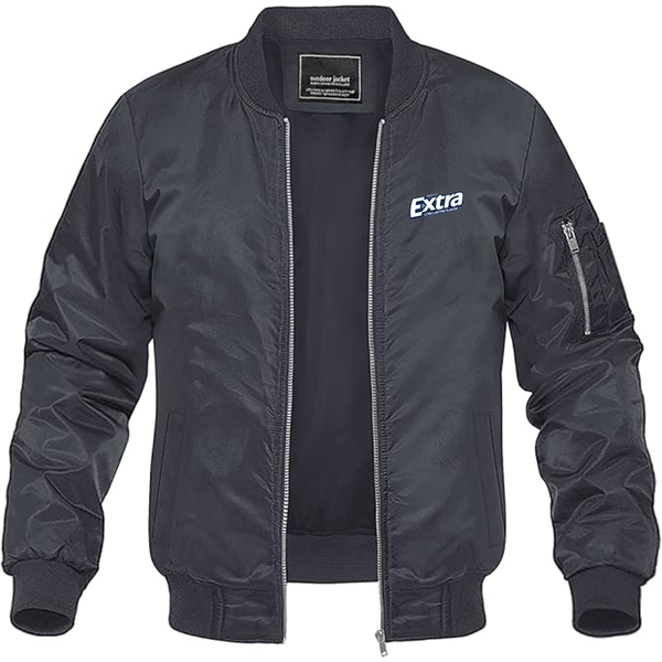 Men's Extra Gum Logo Lightweight Bomber Jacket Windbreaker Softshell Varsity Jacket Coat