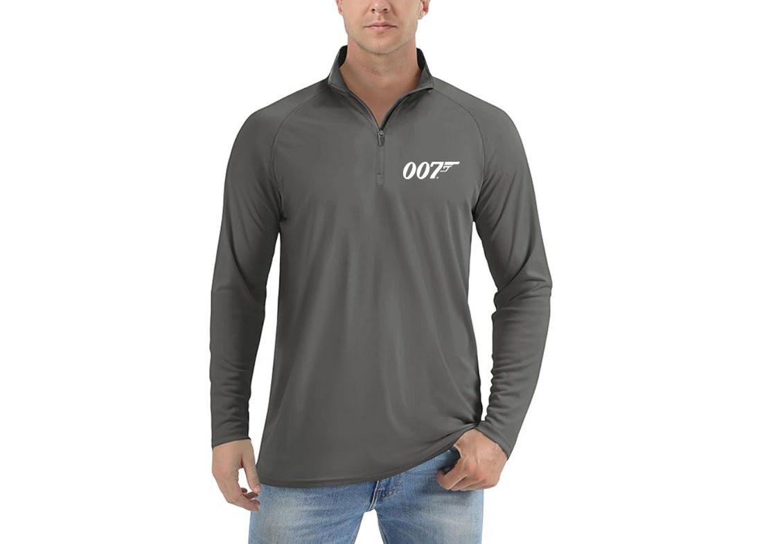 007 James Bond Movie - Lightweight Quarter-Zip Athletic Shirt – Long Sleeve Polyester Wear