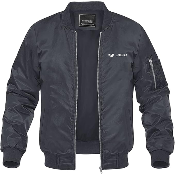 Men's Jidu Logo Lightweight Bomber Jacket Windbreaker Softshell Varsity Jacket Coat
