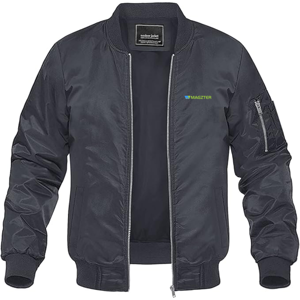 Men's MAGZTER Logo Lightweight Bomber Jacket Windbreaker Softshell Varsity Jacket Coat