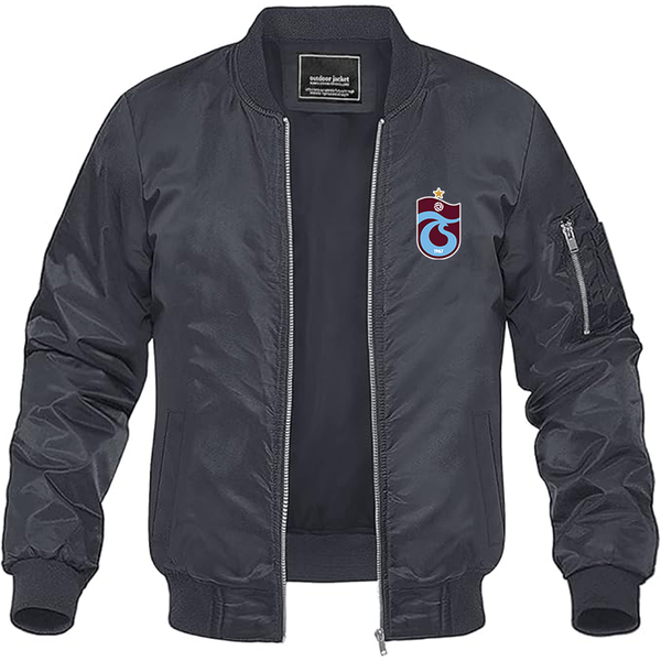 Men's Trabzonspor Soccer Lightweight Bomber Jacket Windbreaker Softshell Varsity Jacket Coat