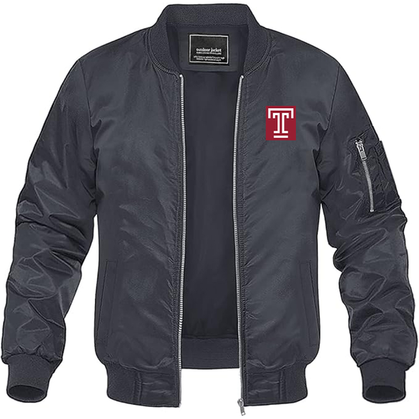 Men's Temple Owls Lightweight Bomber Jacket Windbreaker Softshell Varsity Jacket Coat