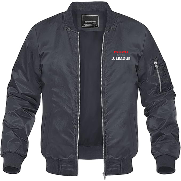 Men's A League Logo Lightweight Bomber Jacket Windbreaker Softshell Varsity Jacket Coat