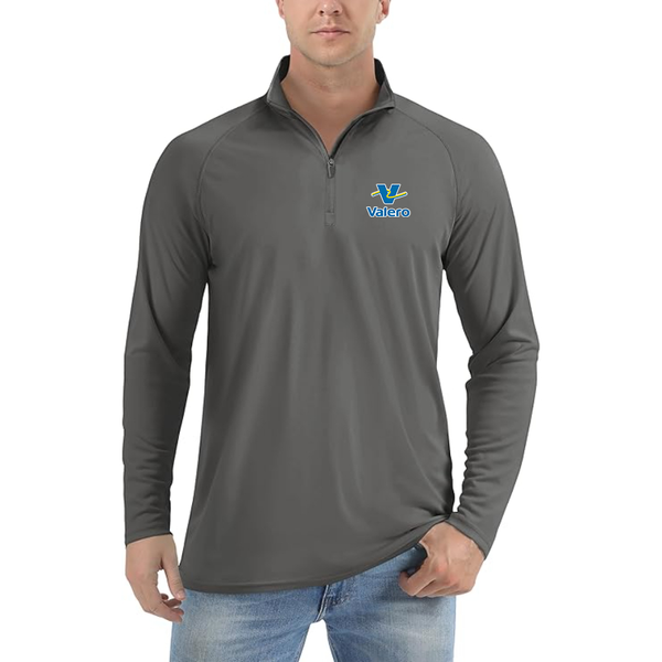 Men's Valero Gas Station Lightweight Quarter-Zip Athletic Shirt Long Sleeve Performance