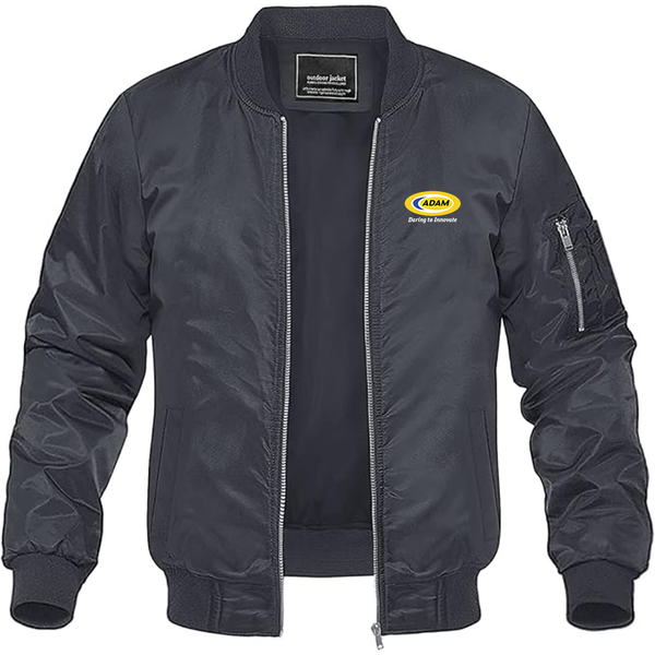 Men's Adam Motors Logo Lightweight Bomber Jacket Windbreaker Softshell Varsity Jacket Coat