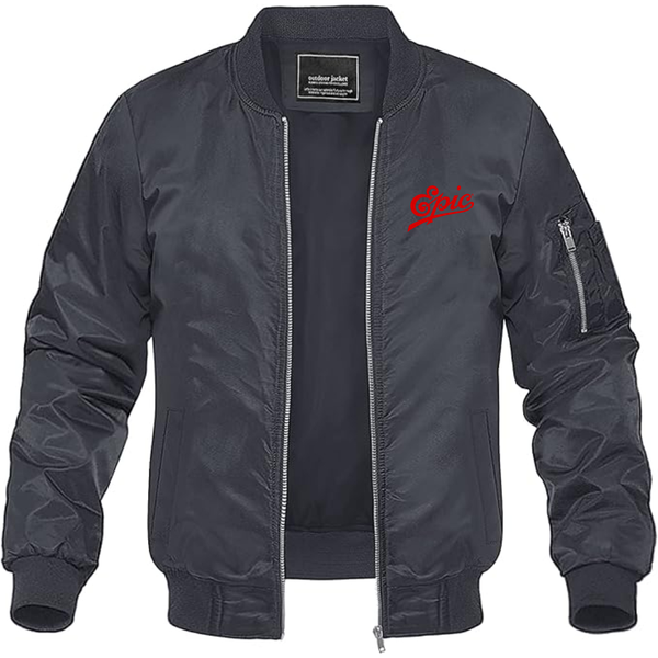 Men's Epic Records Lightweight Bomber Jacket Windbreaker Softshell Varsity Jacket Coat