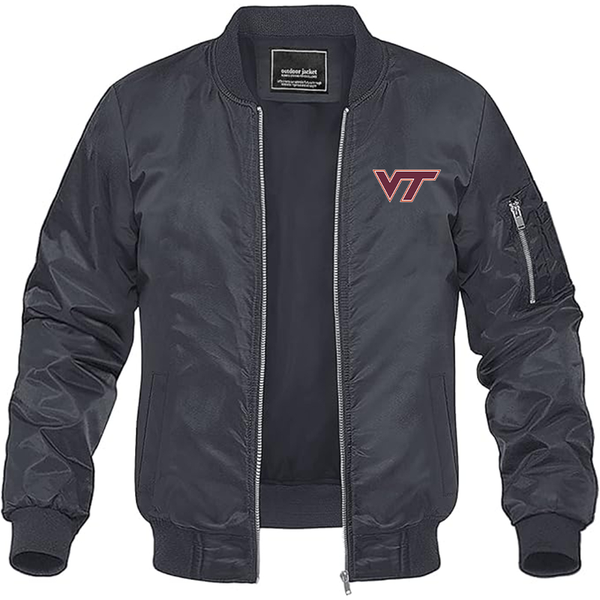 Men's  Virginia Tech Hokies   Lightweight Bomber Jacket Windbreaker Softshell Varsity Jacket Coat