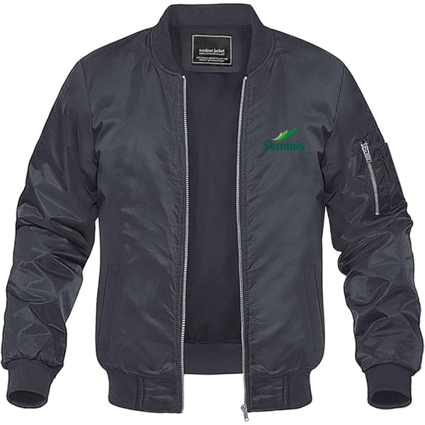 Men's  Seminis  Logo  Lightweight Bomber Jacket Windbreaker Softshell Varsity Jacket Coat