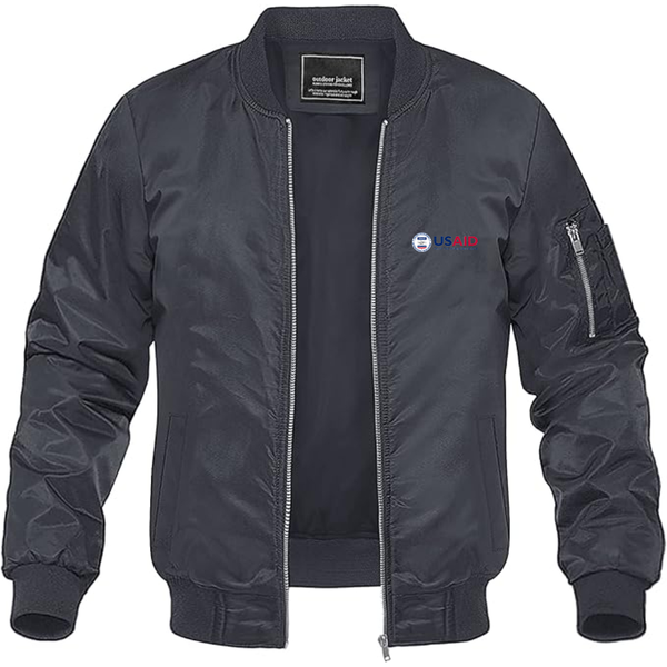 Men's  USAid  Lightweight Bomber Jacket Windbreaker Softshell Varsity Jacket Coat