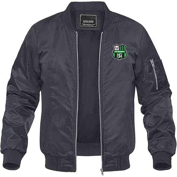 Men's U.S. Sassuolo Soccer Lightweight Bomber Jacket Windbreaker Softshell Varsity Jacket Coat