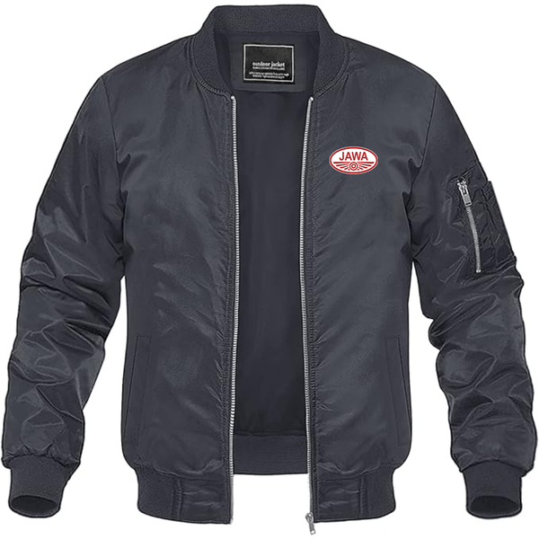 Men's Jawa Logo Lightweight Bomber Jacket Windbreaker Softshell Varsity Jacket Coat