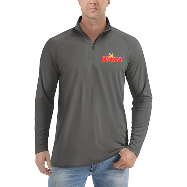 Men's  Wawa Gas Station Lightweight Quarter-Zip Athletic Shirt Long Sleeve
