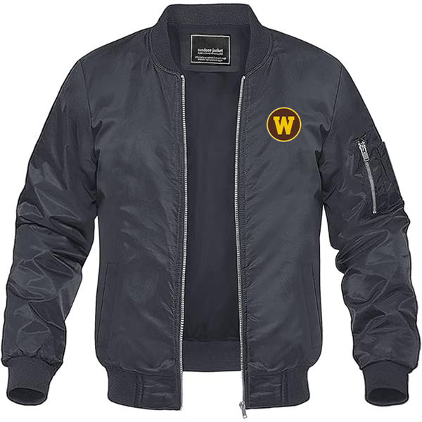 Men's  Western Michigan Broncos  Lightweight Bomber Jacket Windbreaker Softshell Varsity Jacket Coat
