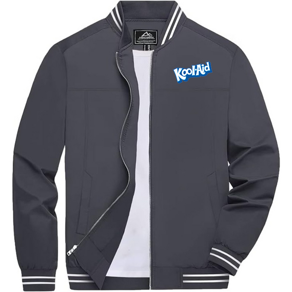 Men's kool-Aid Lightweight Zip-Up Bomber Jacket Ribbed Collar and Cuffs Outerwear