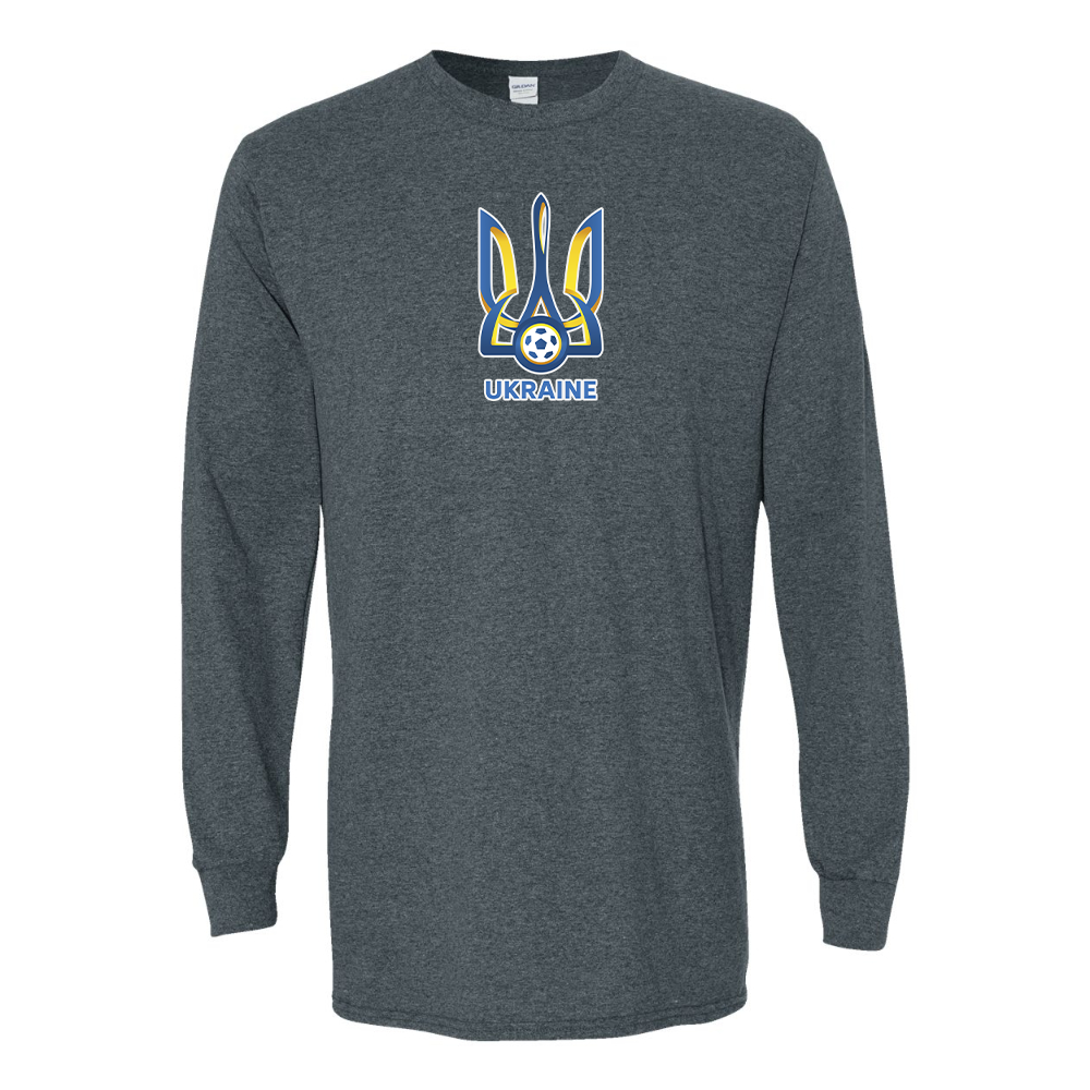 Men'sUkraine National Football Soccer Team Gildan Heavy Cotton Long Sleeve T-Shirt