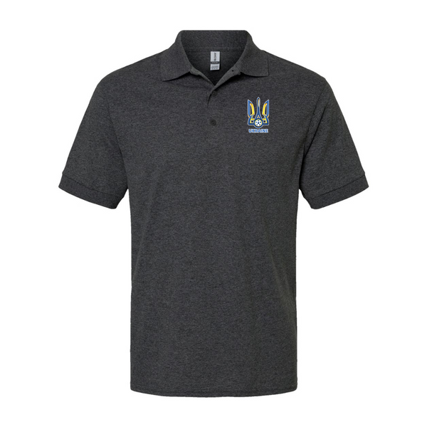 Men's Ukraine National Football Soccer Team Gildan Dry Blend Jersey Polo