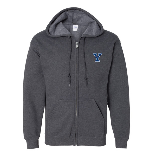 Men's Yale Bulldogs Gildan  Heavy Blend Full Zip Hooded Sweatshirt