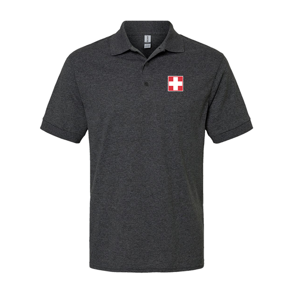 Men's Switzerland National Football Soccer Team Gildan Dry Blend Jersey Polo