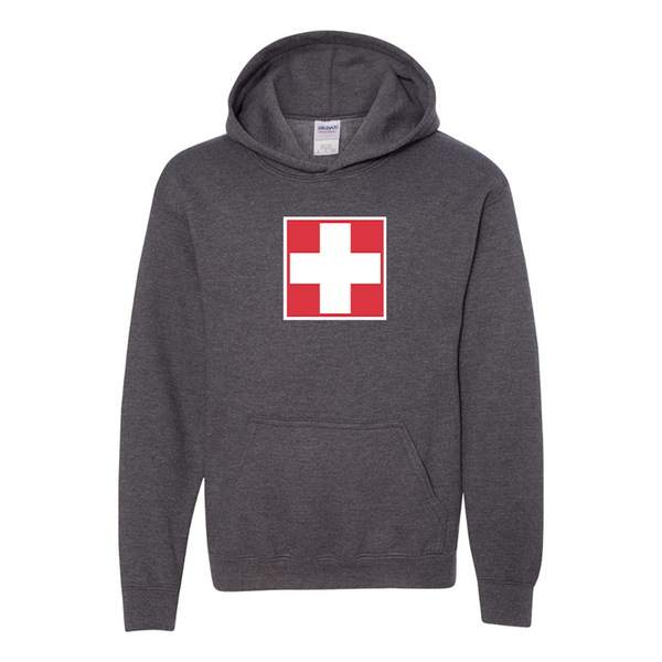 Youth Switzerland National Football Soccer Team  Gildan Heavy Blend  Hooded Sweatshirt