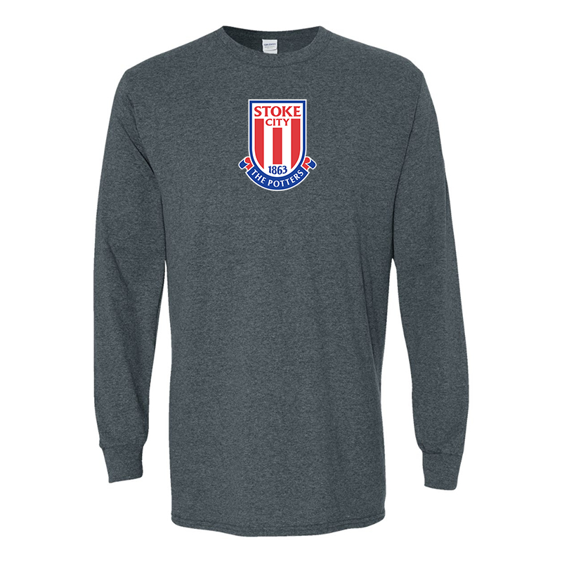Men's Stoke City Soccer  Gildan Heavy Cotton Long Sleeve T-Shirt