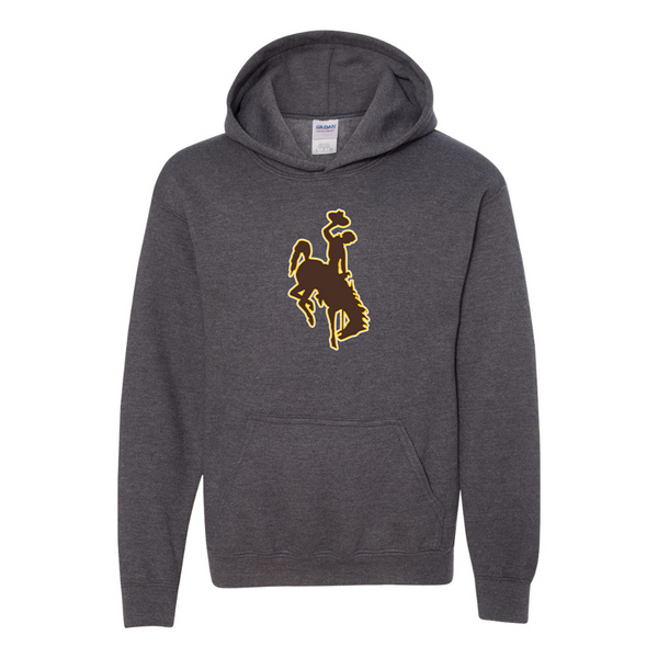 Youth   Wyoming Cowboys Gildan Heavy Blend  Hooded Sweatshirt