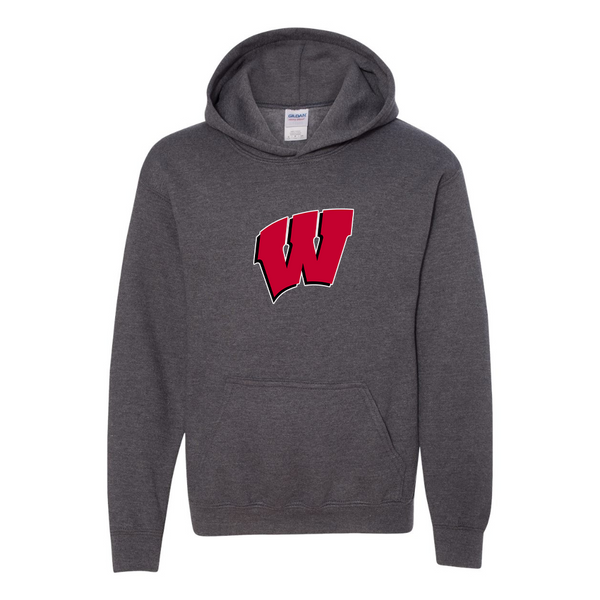 Youth Wisconsin Badgers Gildan Heavy Blend  Hooded Sweatshirt