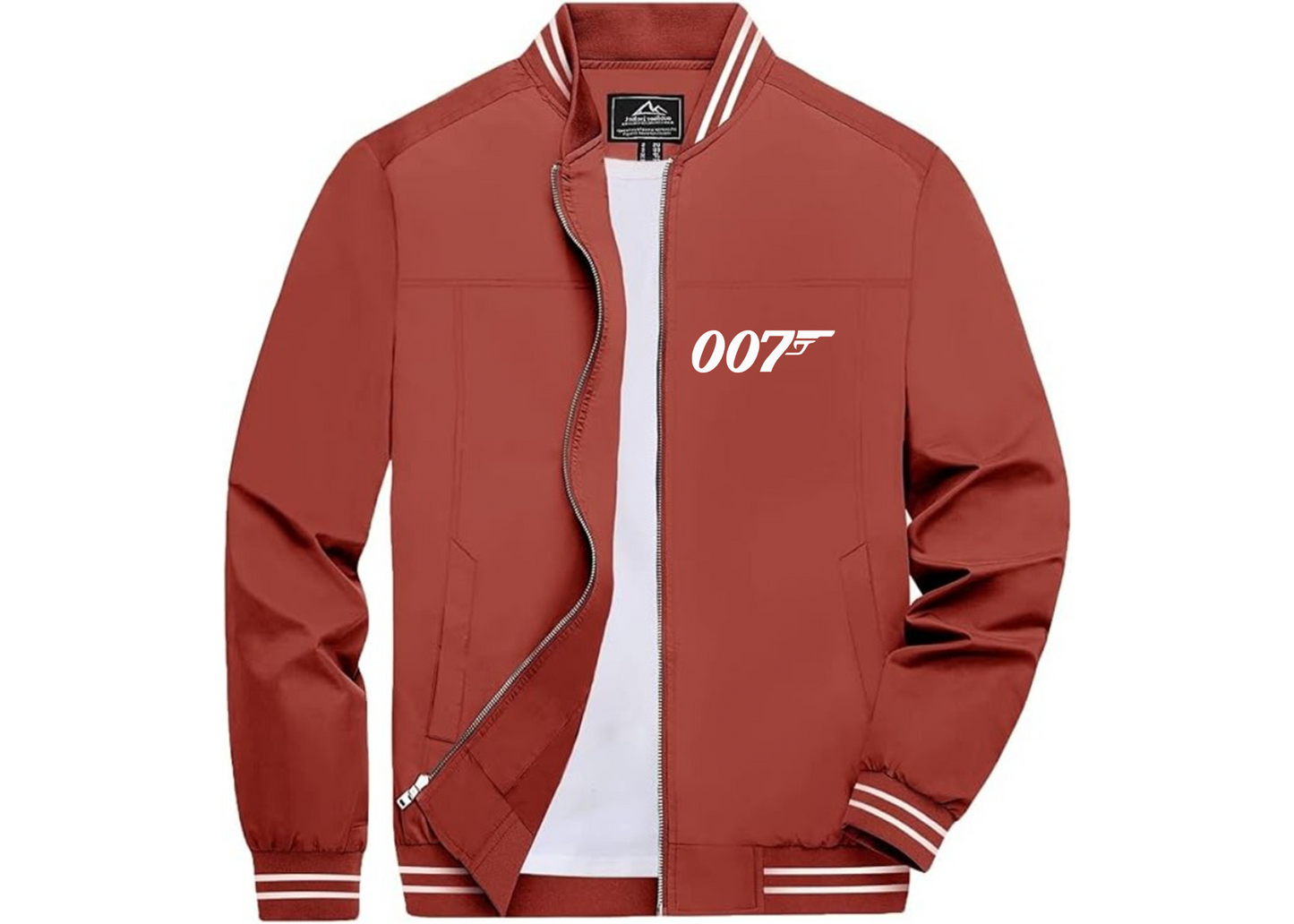 007 James Bond Movie_ Lightweight Zip-Up Bomber Jacket with Ribbed Collar and Cuffs - Versatile Casual Outerwear