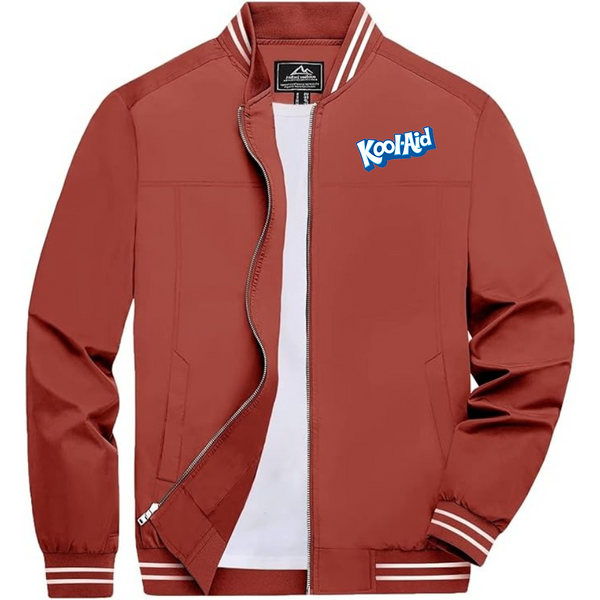 Men's kool-Aid Lightweight Zip-Up Bomber Jacket Ribbed Collar and Cuffs Outerwear