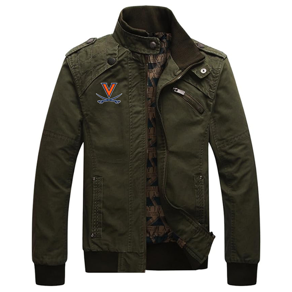 Men's  Virginia Cavaliers   Dwar Casual Washed Cotton Military Outdoor Jackets with Shoulder Straps