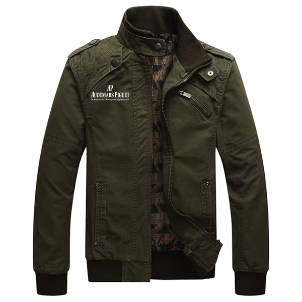 Men's  Audemars-Piguet Dwar Casual Washed Cotton Military Outdoor Jackets with Shoulder Straps