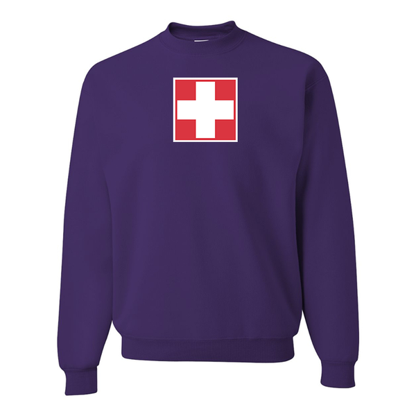 Men's Switzerland National Football Soccer Team   JERZEES NuBlend Crewneck Sweatshirt