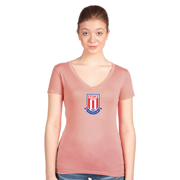 Women's Stoke City Soccer  Next Level V-Neck T-Shirt