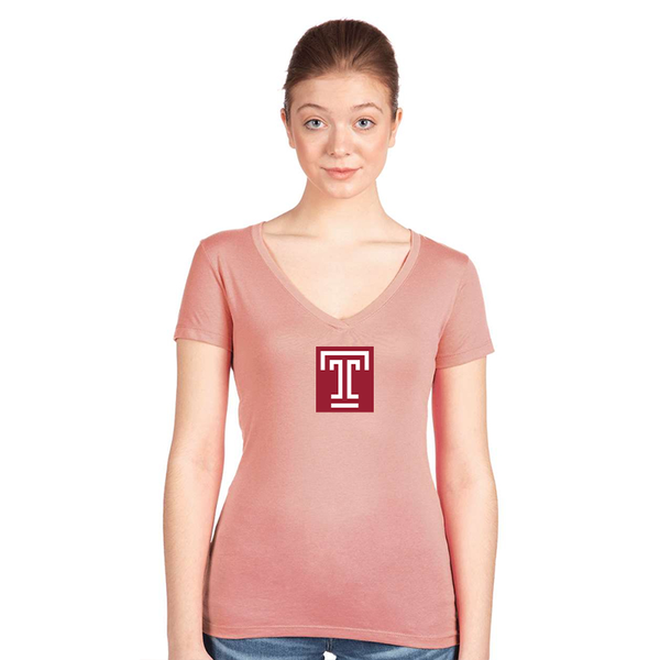 Women's Temple Owls  Next Level V-Neck T-Shirt