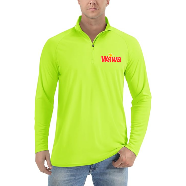 Men's  Wawa Gas Station Lightweight Quarter-Zip Athletic Shirt Long Sleeve