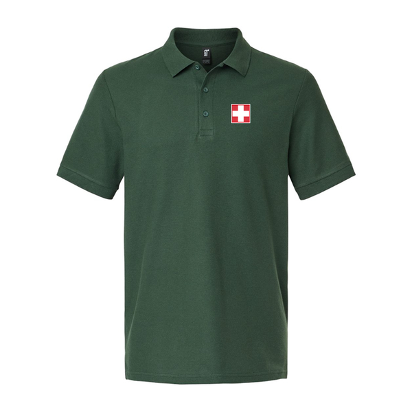 Men's Switzerland National Football Soccer Team  Gildan Hammer Pique Polo