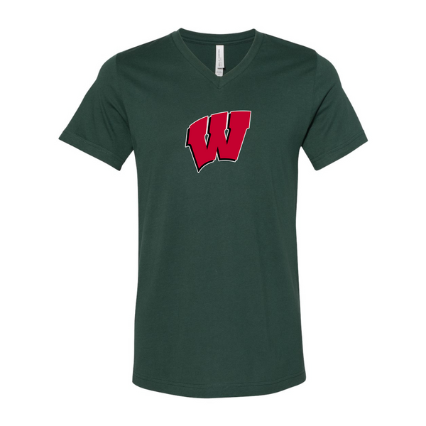 Wisconsin Badgers BELLA  CANVAS - Jersey V-Neck T-Shirt