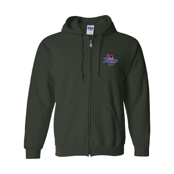 Men's Tulsa Golden Hurricane Gildan  Heavy Blend Full Zip Hooded Sweatshirt
