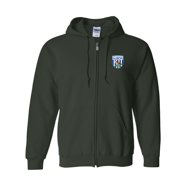 Men's West Bromwich Albion Soccer Gildan  Heavy Blend Full Zip Hooded Sweatshirt