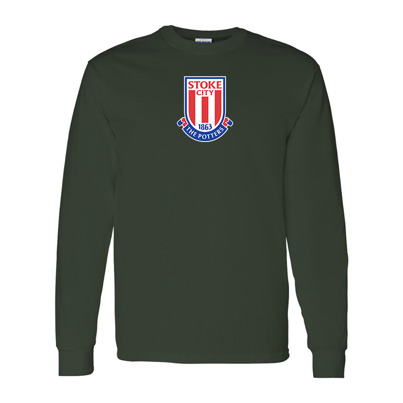Men's Stoke City Soccer  Gildan Heavy Cotton Long Sleeve T-Shirt