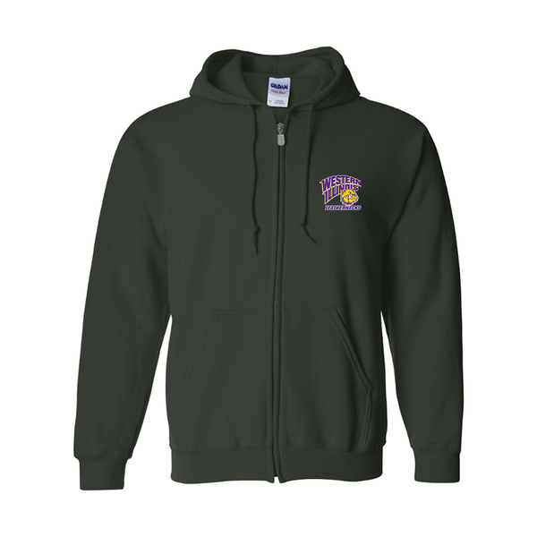 Men's Western Illinois Leathernecks Gildan  Heavy Blend Full Zip Hooded Sweatshirt