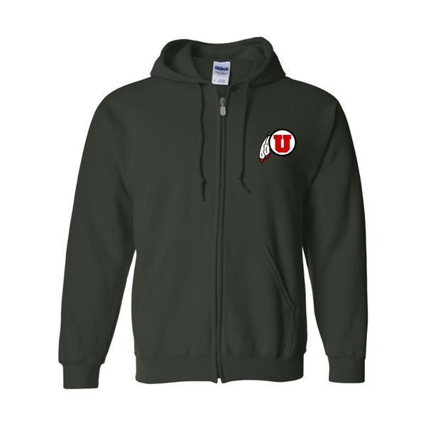 Men's  Utah Utes Gildan  Heavy Blend Full Zip Hooded Sweatshirt